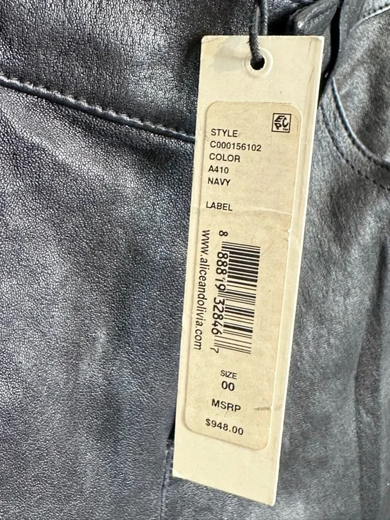 Alice + Olivia Navy Blue Lambskin Leather Skinny Pants Jeans NWT - Picture 9 of 13